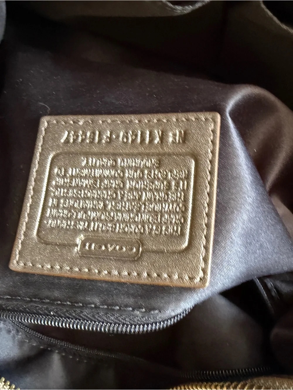 Coach Metallic Charcoal Leather Satchel with Detachable Strap - Picture 7 of 7
